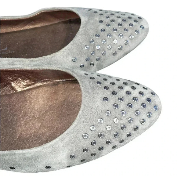 AGL Atillio Giusti Leombruni Grommet Grey Suede Studded Flats - Picture 4 of 4